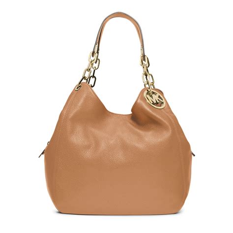 michael michael kors fulton large leather shoulder bag 398.00|Michael Kors slouchy shoulder bag.